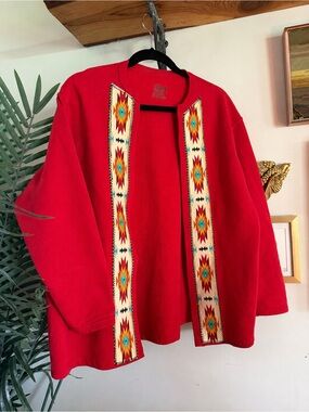 Vintage Southwestern style Open-Front Sweatshirt Cardigan